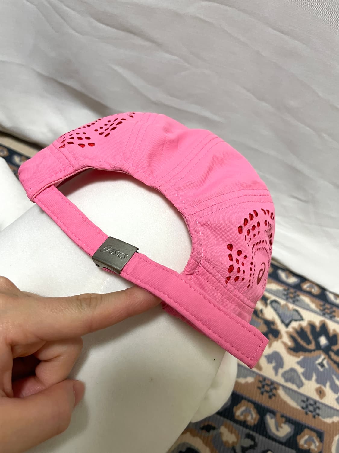 아식스 메쉬 나일론 볼캡 러닝모자 여름모자 _ 핑크레드 상품이미지4