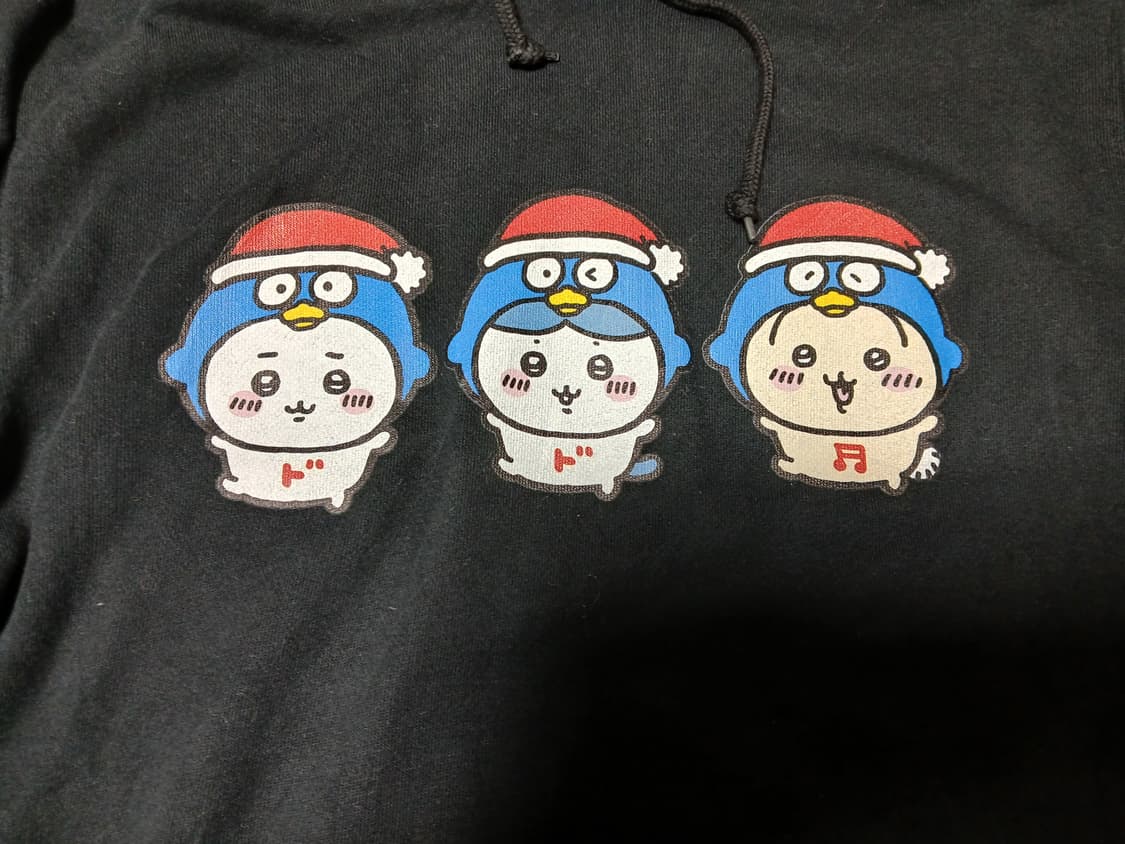 치이카와 블랙 후드티 상품이미지3