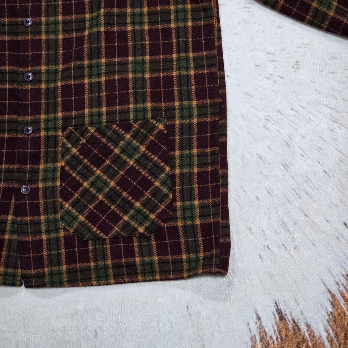 빈티지 버건디 그린 오버핏 체크 셔츠 상품이미지3