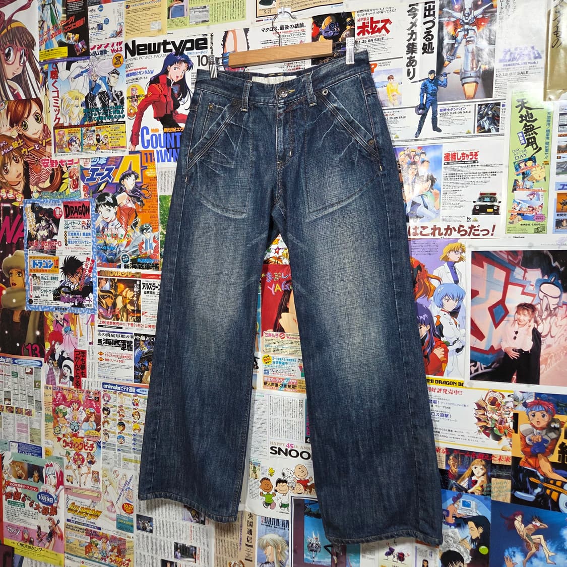 빈티지 포켓 리벳 워싱 와이드 데님 팬츠 상품이미지6