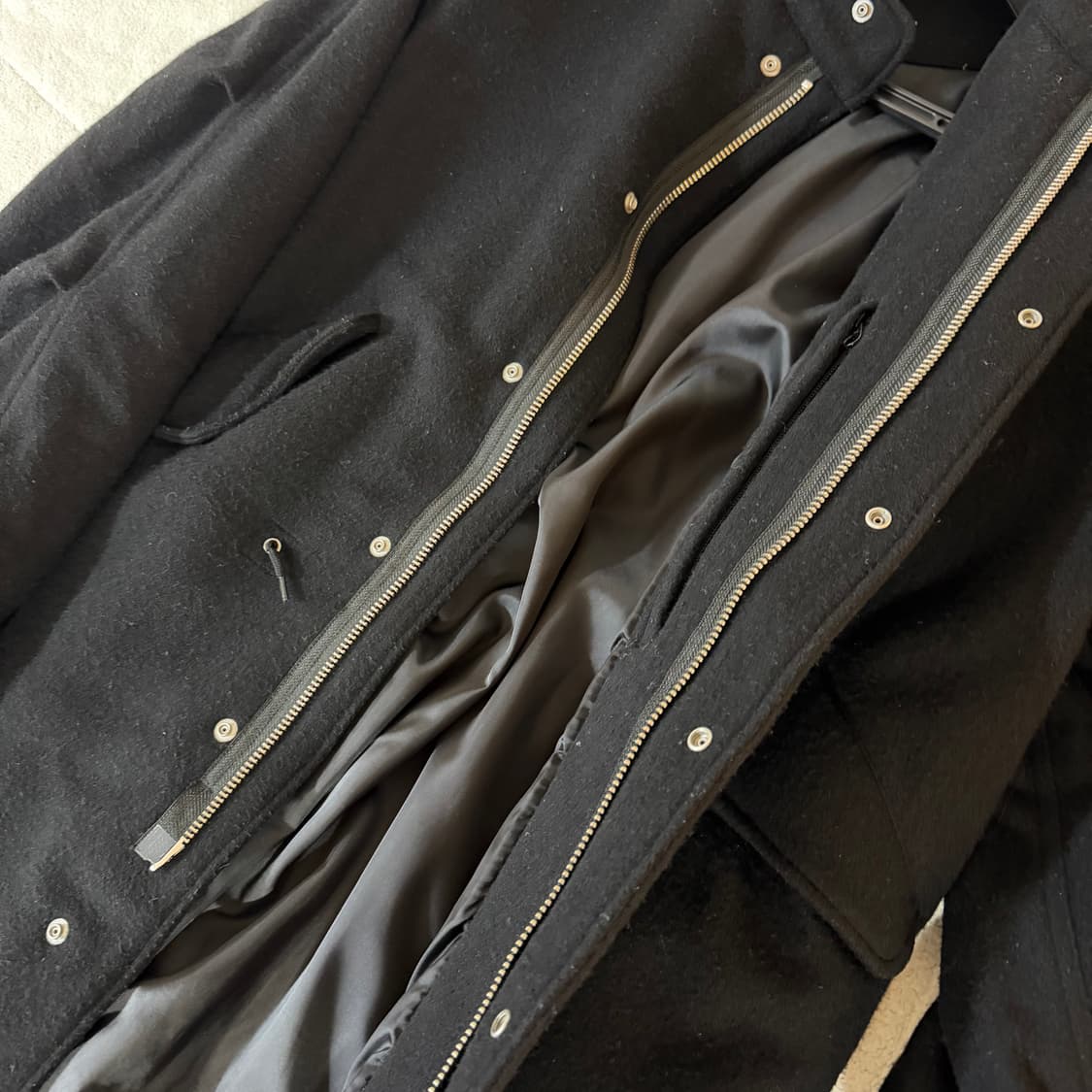 [L] BEAMS 빔즈 울 모즈 코트 M65 블랙 상품이미지3