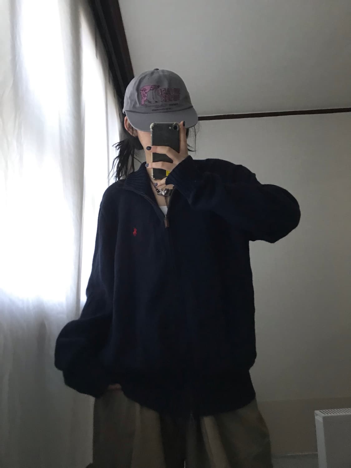 폴로 네이비 오버핏 니트집업 상품이미지3