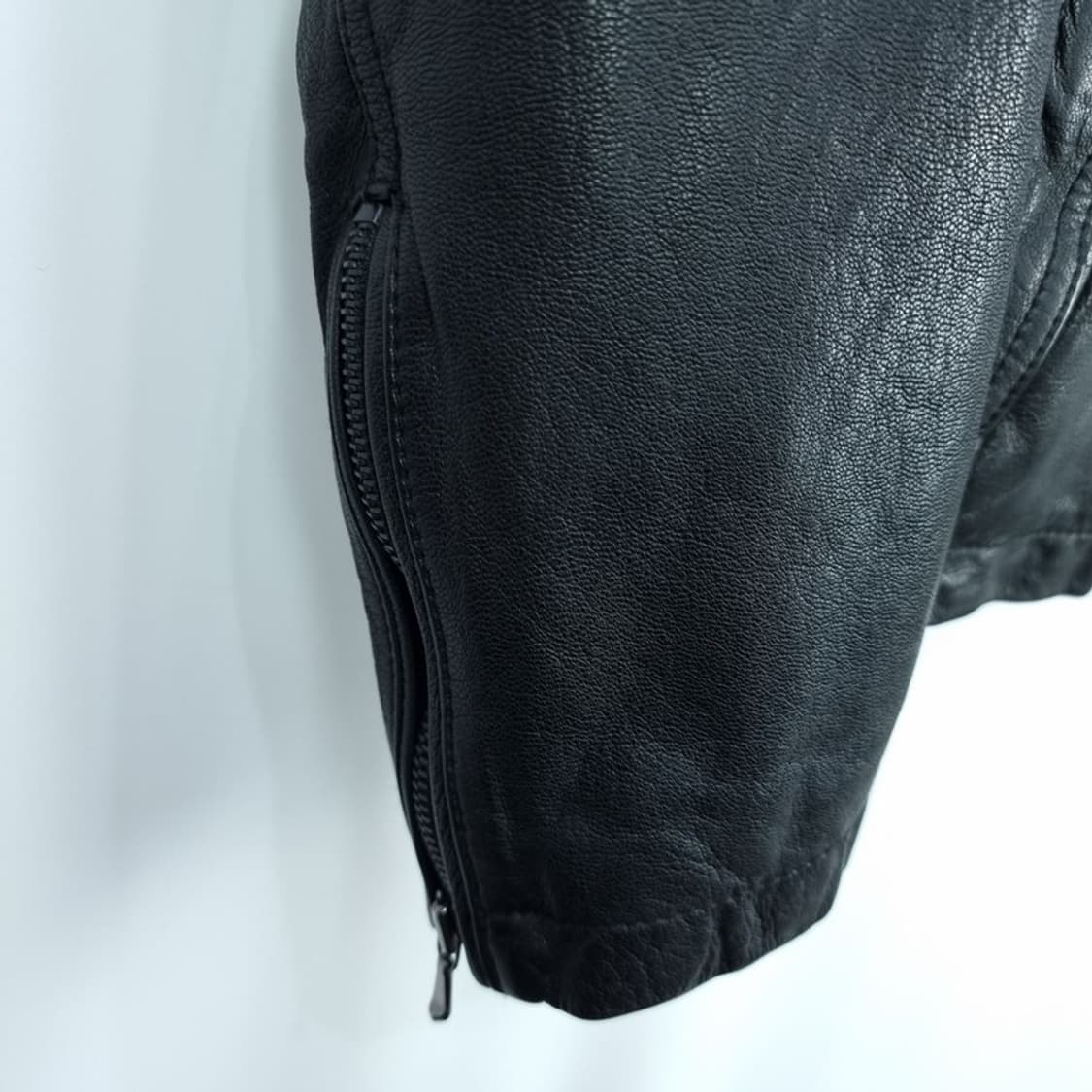 [빈티지] 고딕 고트 스킨 염소 가죽 슬림핏 레더 자켓 블랙 M17355 상품이미지6