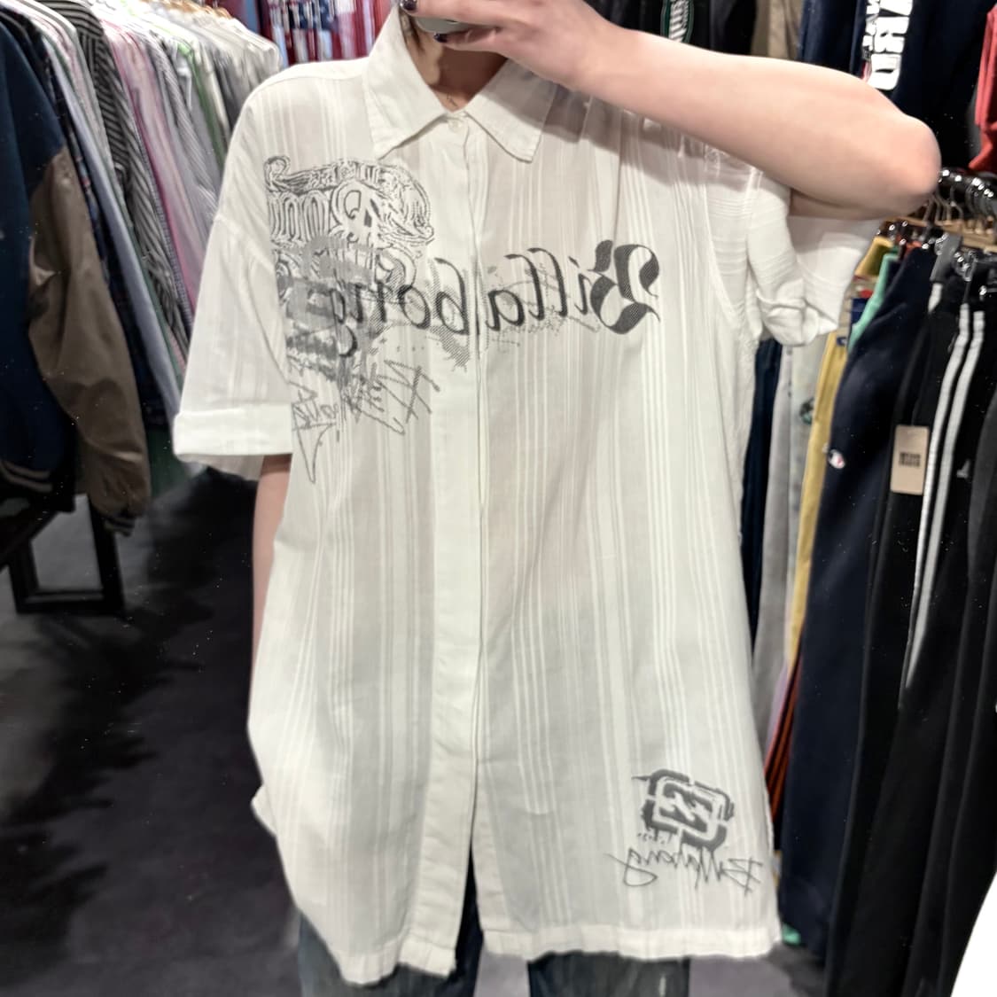  [IM] vtg 레터링 그래픽 반팔 셔츠 화이트 상품이미지1
