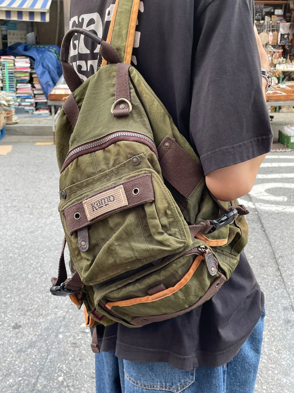 Kamp 빈티지 워싱 카키 백팩 상품이미지2