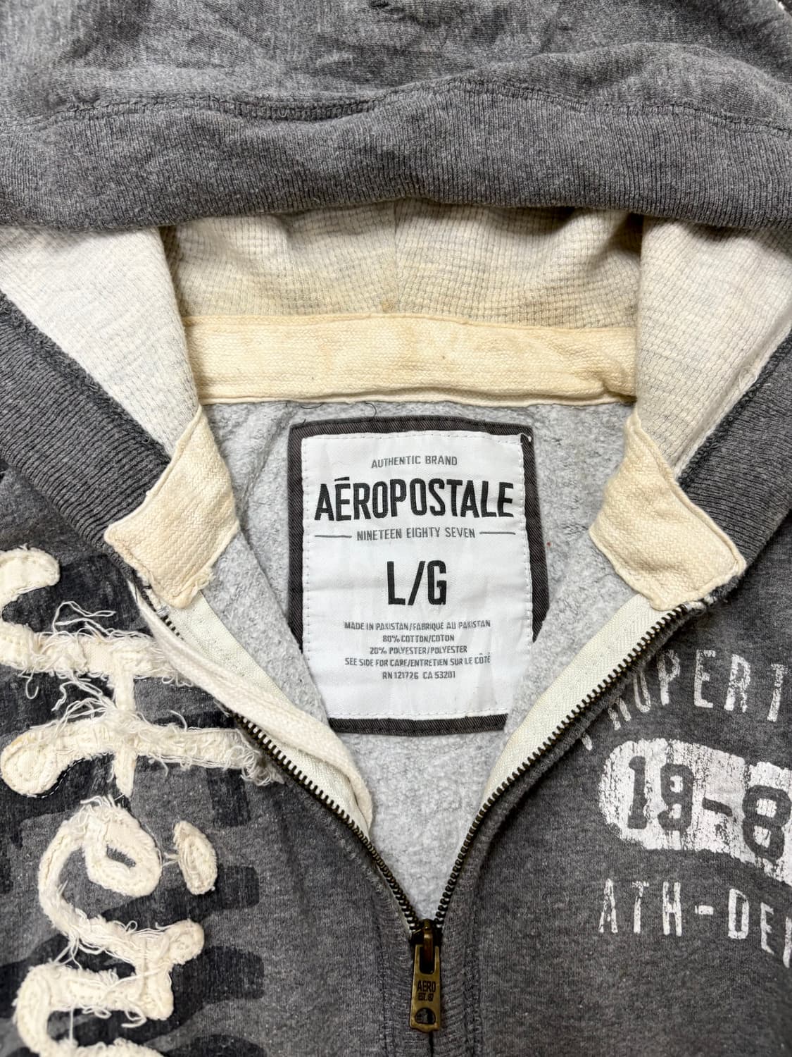 “Vintage”Y2K Print Grey Hooded Zip Up 상품이미지9