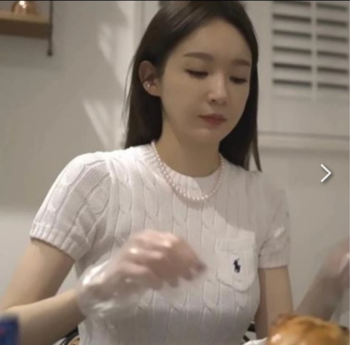 강민경 폴로 랄프로렌 케이블 반팔 니트 상품이미지1