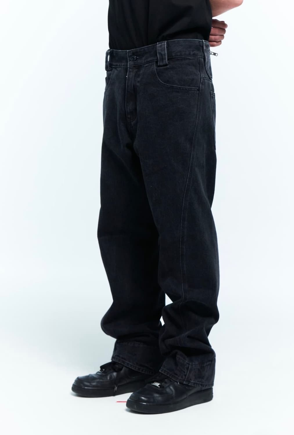 Size m)플라스틱프로덕트 드리프트 데님팬츠 블랙 상품이미지2