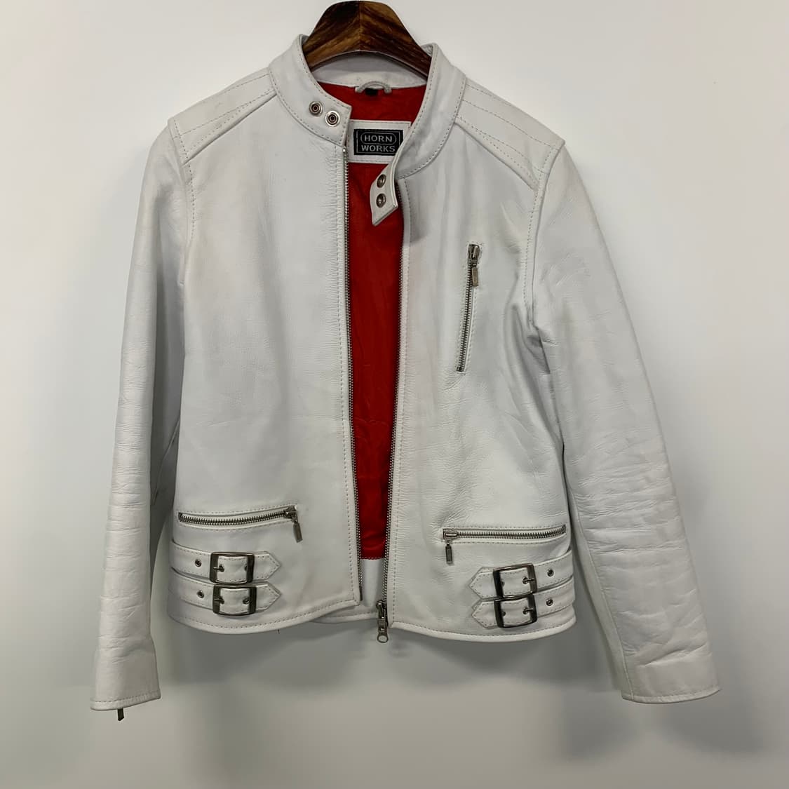 HORN WORKS 화이트 레더 자켓 상품이미지2