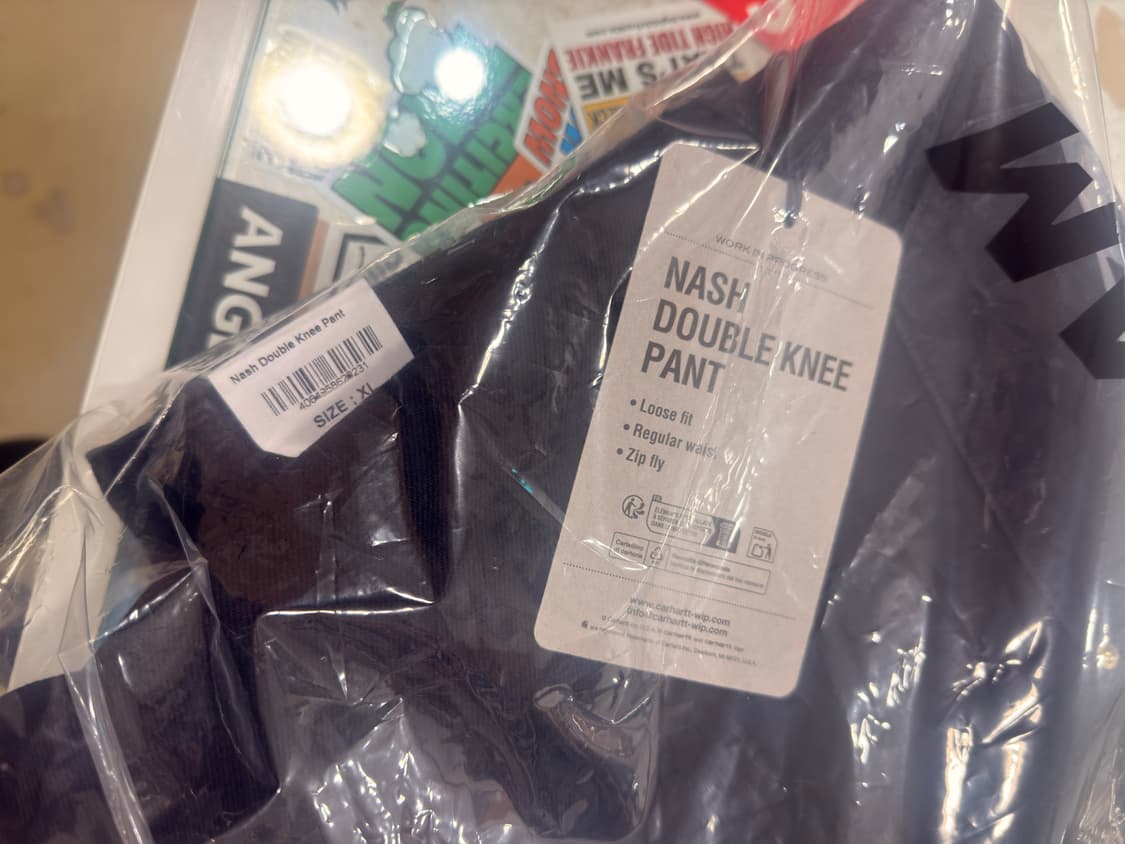 칼하트 WIP 내쉬 더블니 블랙 워시드 팬츠 상품이미지2