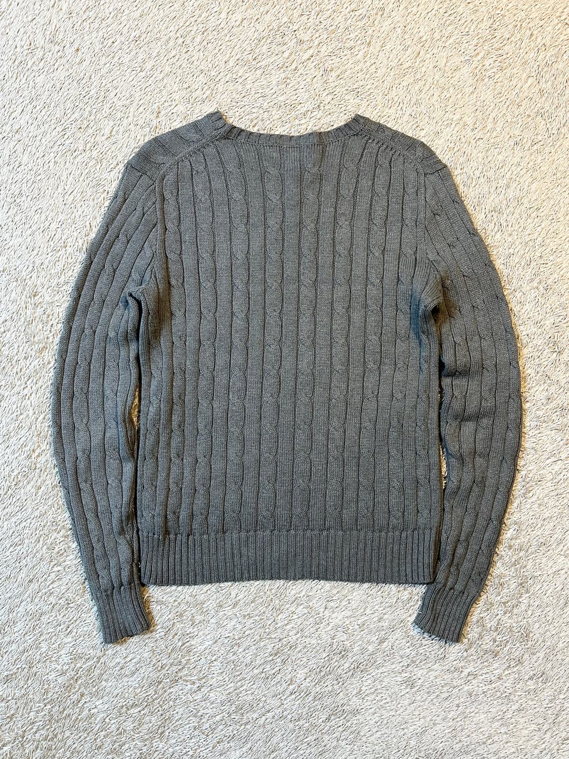 폴로 랄프로렌 신형 화이트포니 케이블 코튼 꽈배기 니트 그레이 상품이미지3