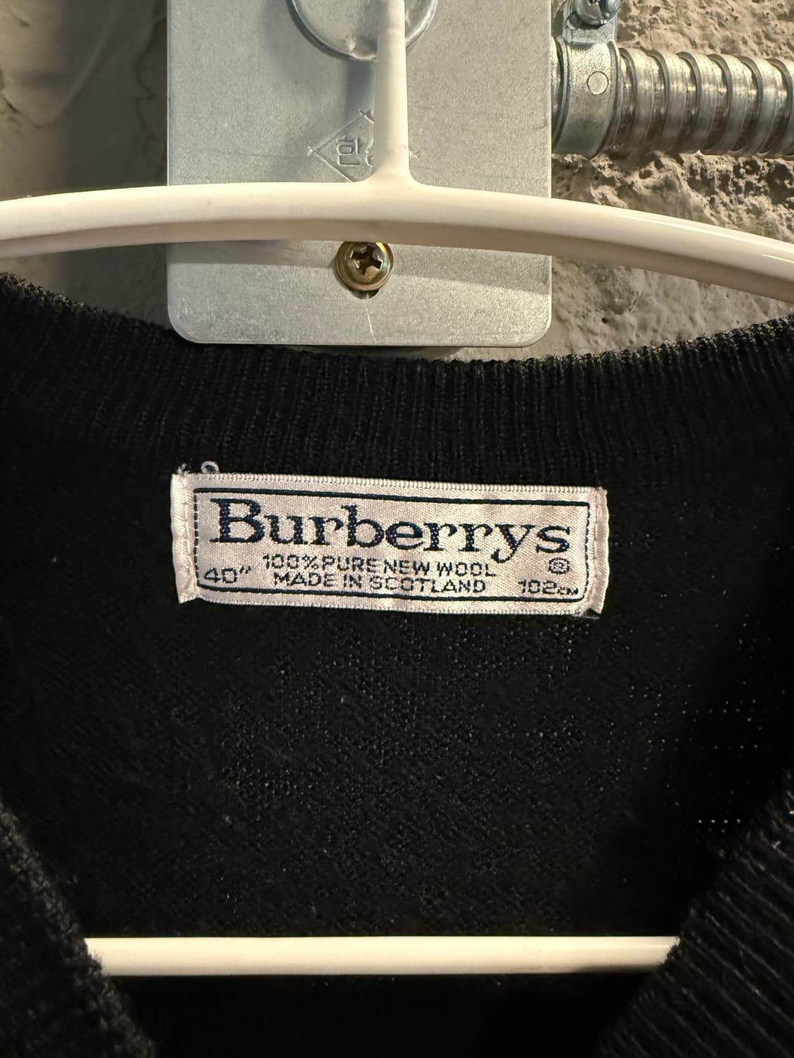 L 버버리 BURBERRY 기사 로고 울 니트 베스트 블랙 상품이미지5