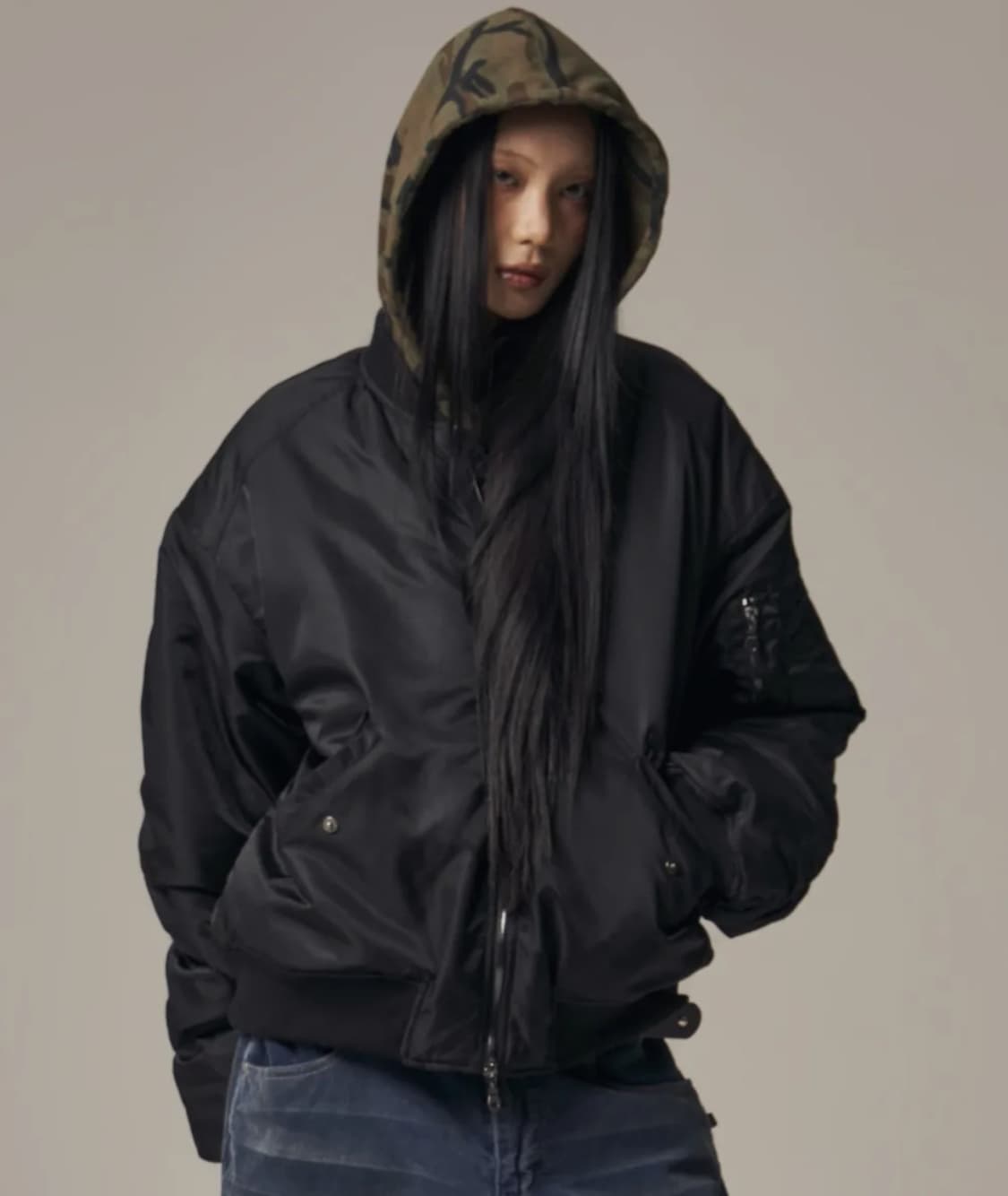 아이돈워너셀 Plane Shirring Ma-1 Black (새상품) 상품이미지6