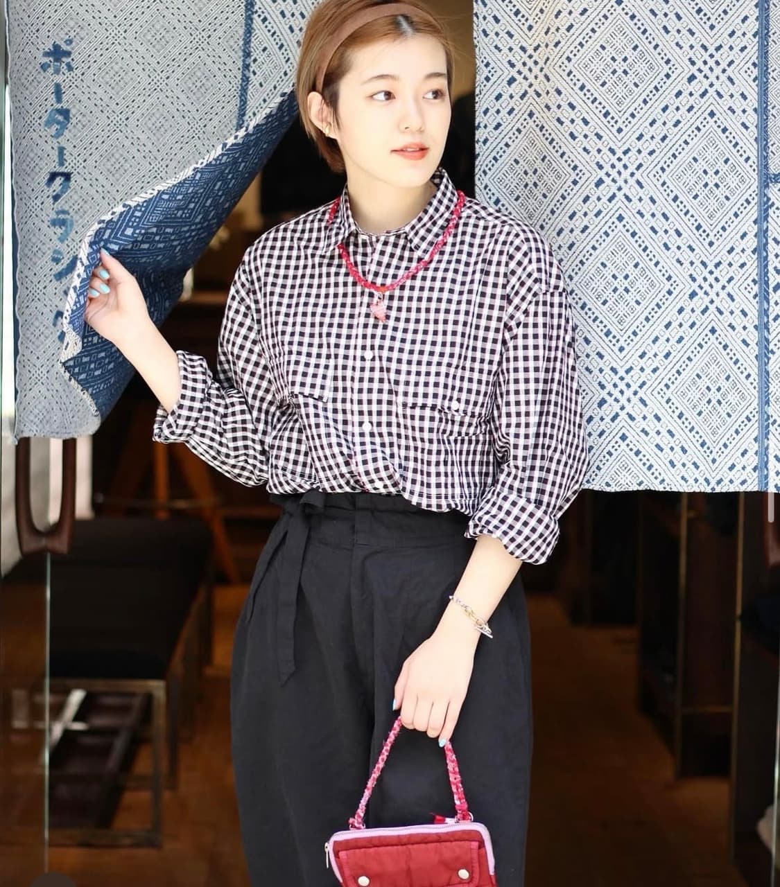 [M] 포터클래식 롤업셔츠 트리컬러 블랙 상품이미지8