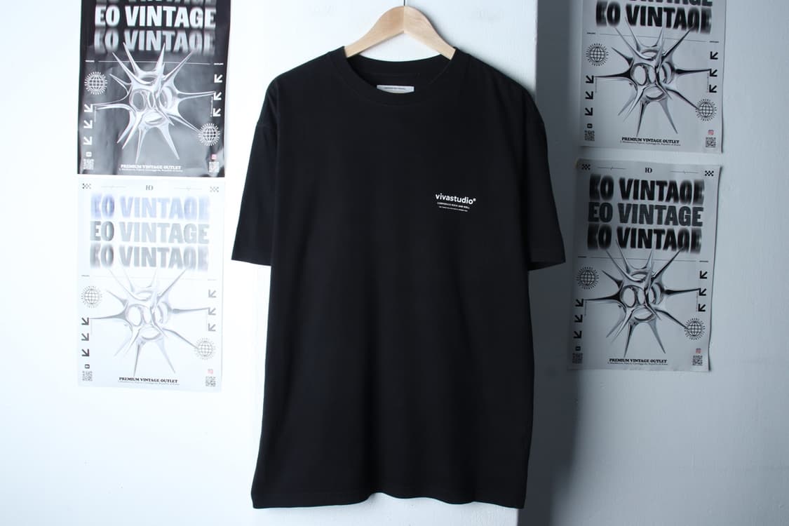 (L-XL) 비바스튜디오 반팔 티셔츠 스몰로고 블랙 올드스쿨-7B41 상품이미지2
