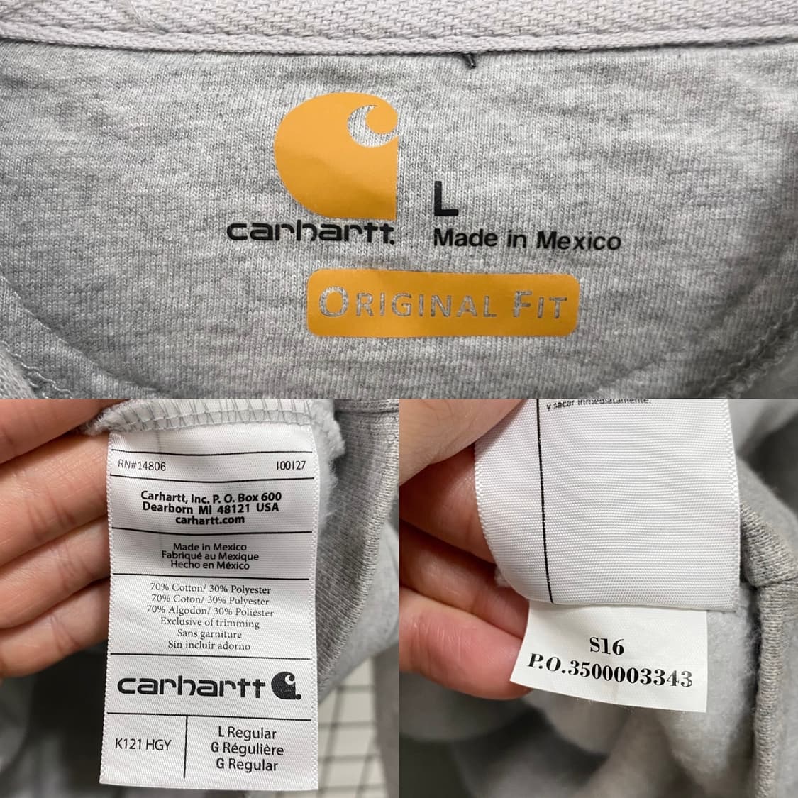 칼하트 미드웨이트 후드 헤더그레이 상품이미지5