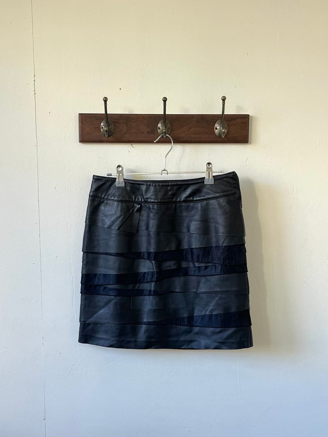 D’DEMOO 레이더드 레더 스커트 상품이미지1