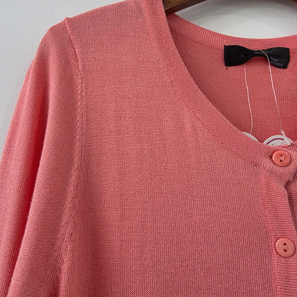 KOBE LETTUCE 코랄핑크 워셔블 라운드 니트 가디건 상품이미지5
