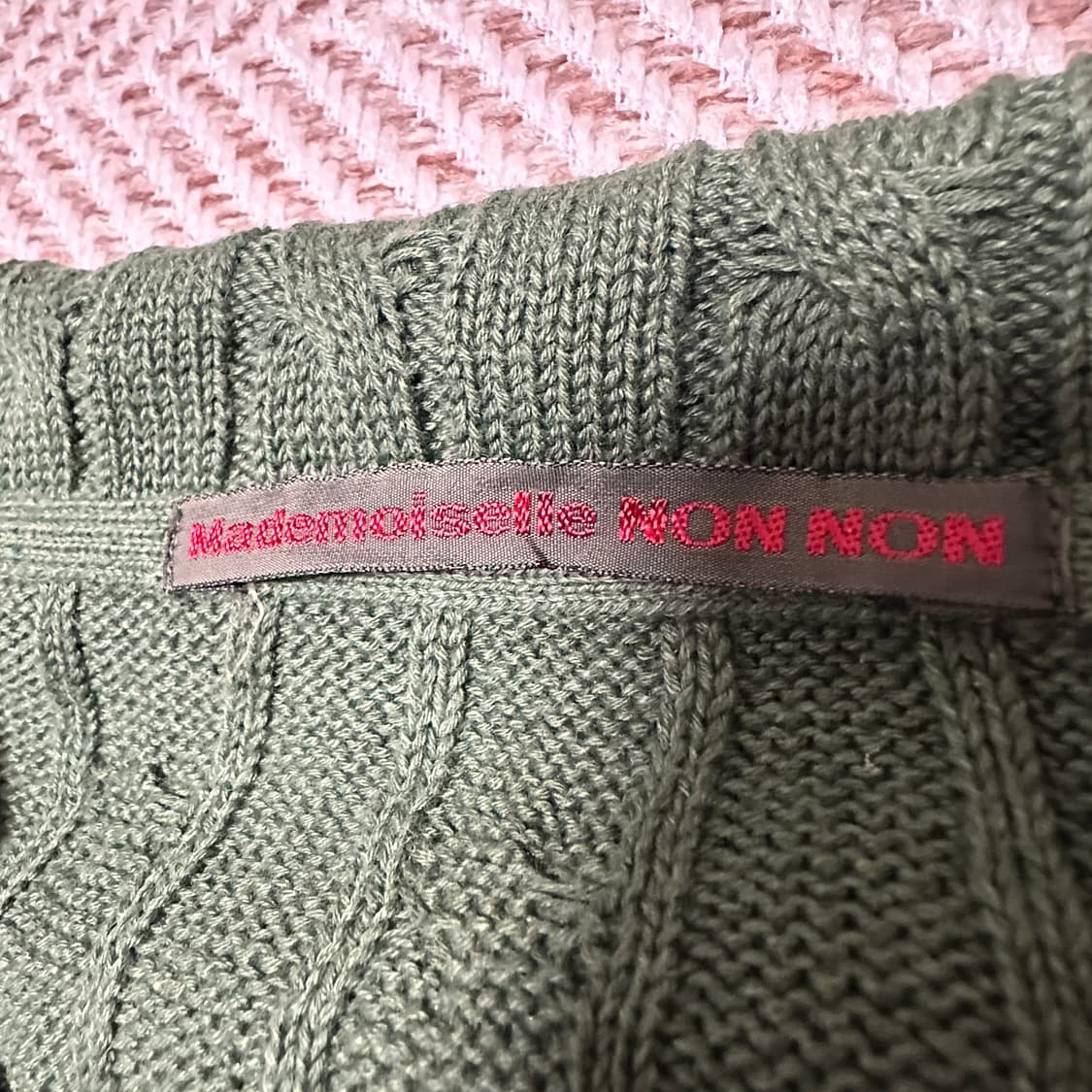 NON NON knit sweater cardigan green 상품이미지4