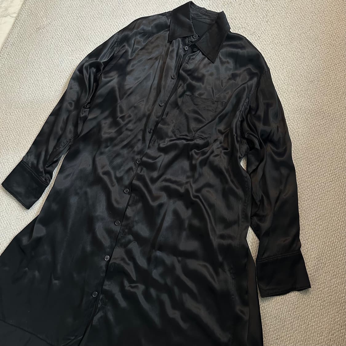 요지야마모토 Yohji Yamamoto 레이온 아시메트리 롱 셔츠 상품이미지2