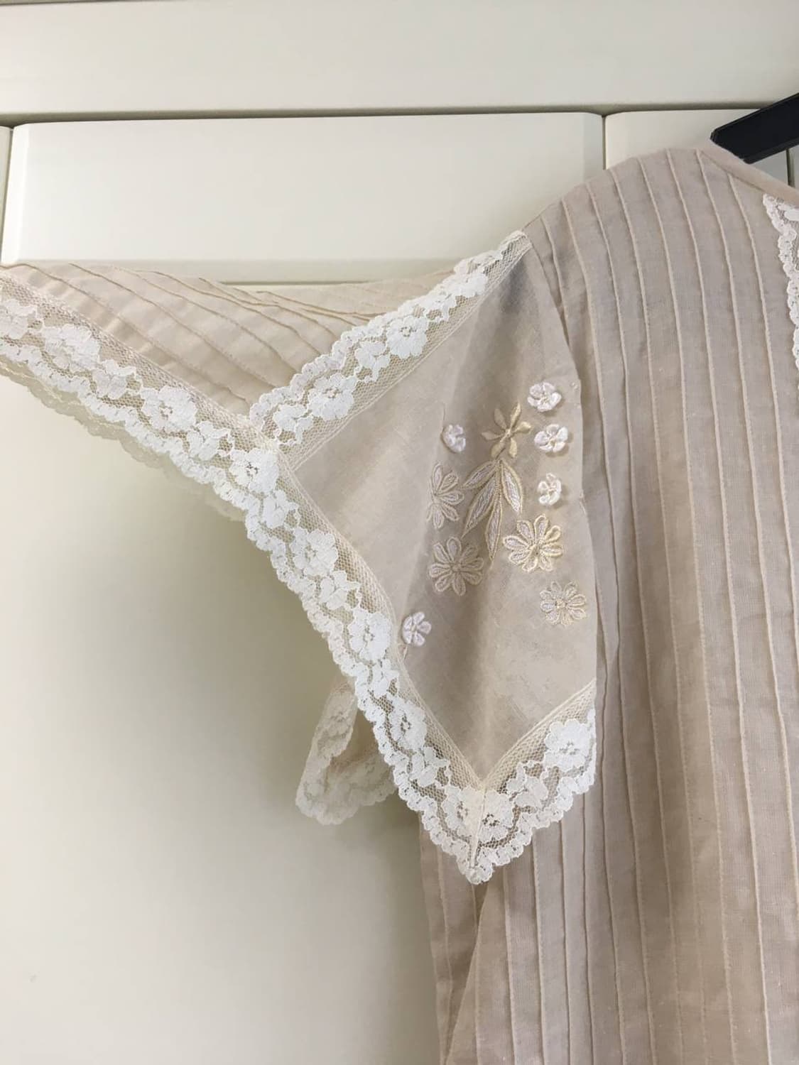 일본빈티지 레이스 핀턱 원피스 드레스 유럽빈티지 꽃자수 베이지 상품이미지6