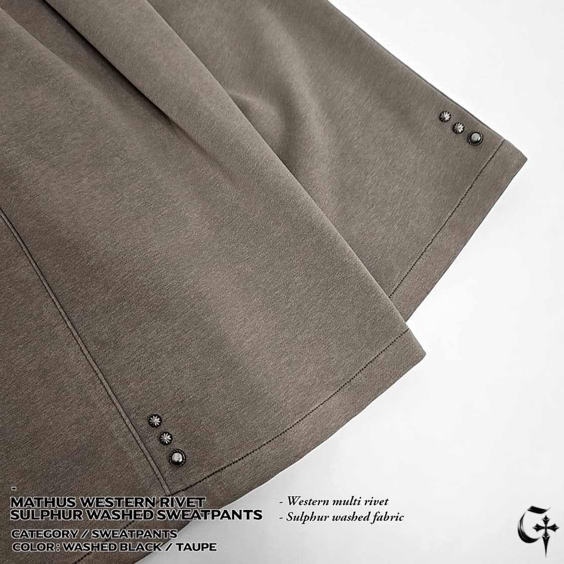 Mathus 웨스턴 리벳 설퍼 스웨트 팬츠 (washed black) 상품이미지4