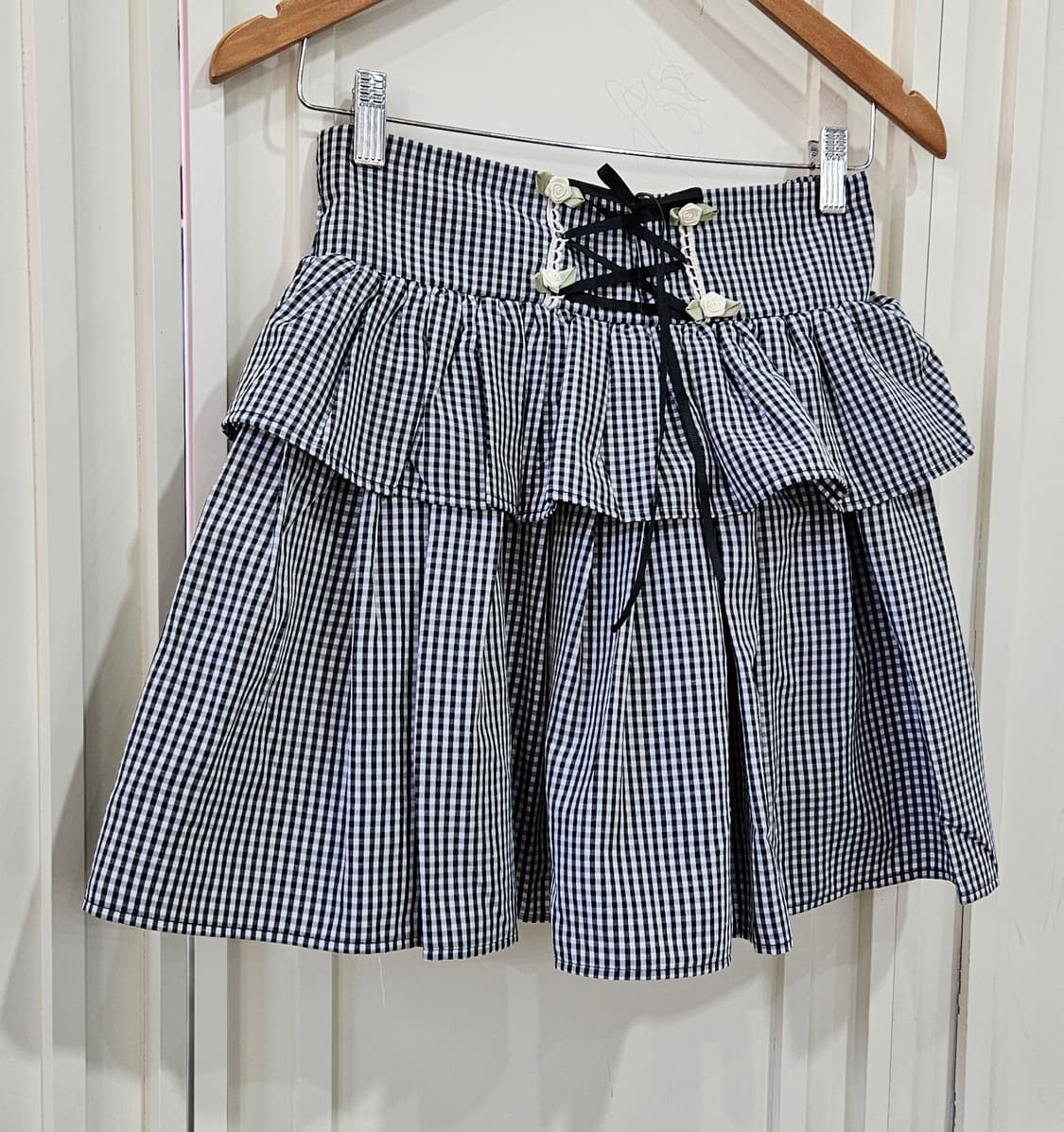 디어리(Deary) 깅엄 체크 프릴 스커트 상품이미지2