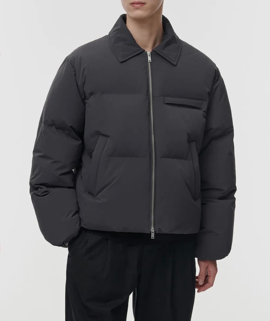 [새상품] 무신사스탠다드 칼라드 다운푸퍼 숏패딩 차콜그레이 L 상품이미지2