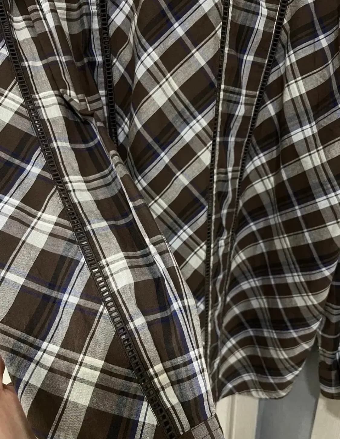 빔즈 beams 디테일 체크 셔츠 브라운 L 상품이미지6
