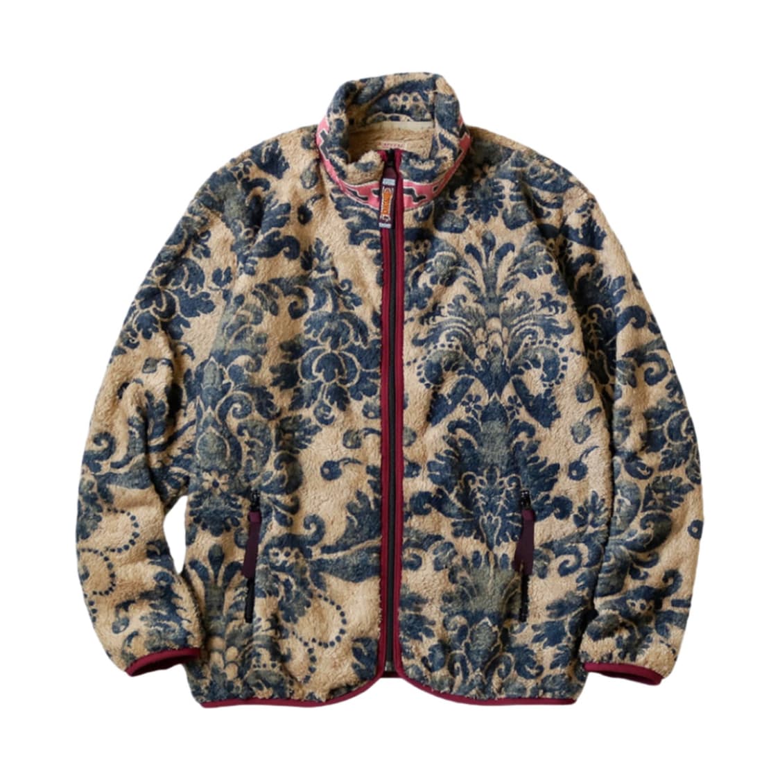 캐피탈 다마스크 패턴 마리아 플리스(후리스) 집 블루종 베이지 상품이미지2