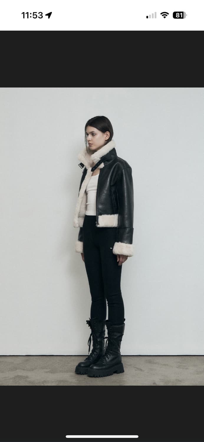 보헤미안서울 슬림핏 시어링 무스탕 블랙 상품이미지6