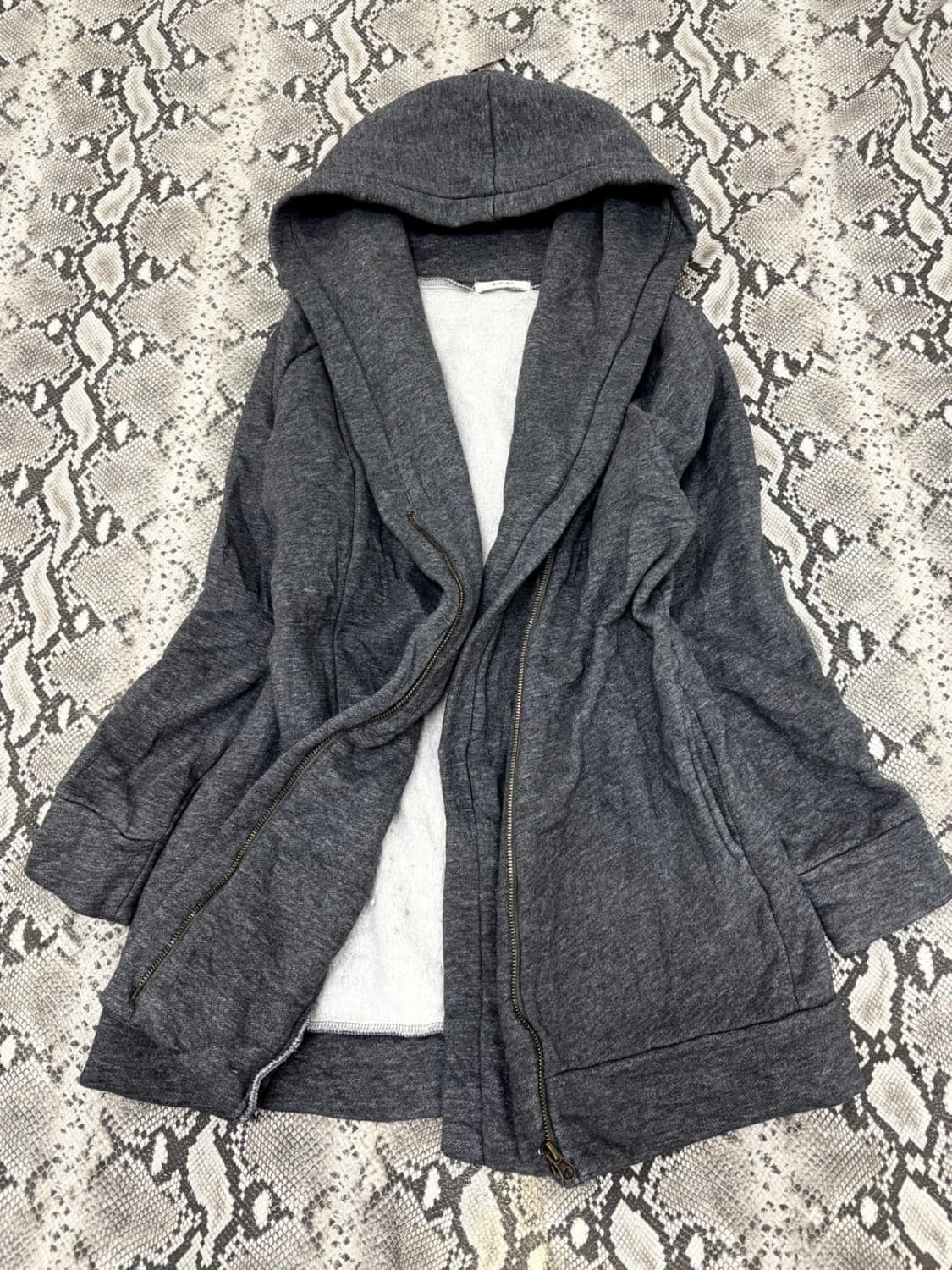 Vintage Grey Side Zipper Detail Hooded 상품이미지1