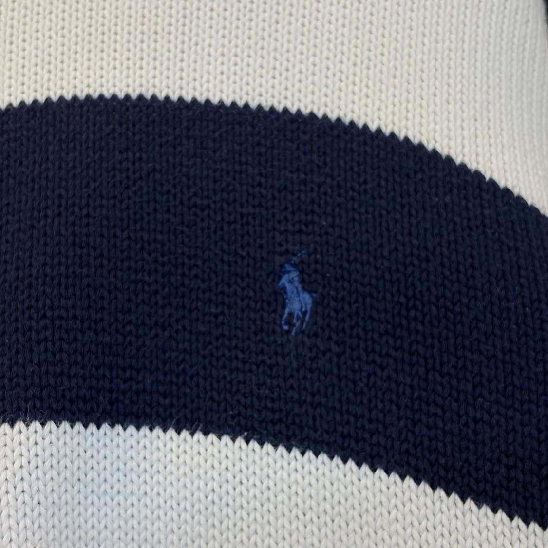 90s USA 빈티지 폴로랄프로렌 스트라이프 단가라 헤비코튼 니트  상품이미지4