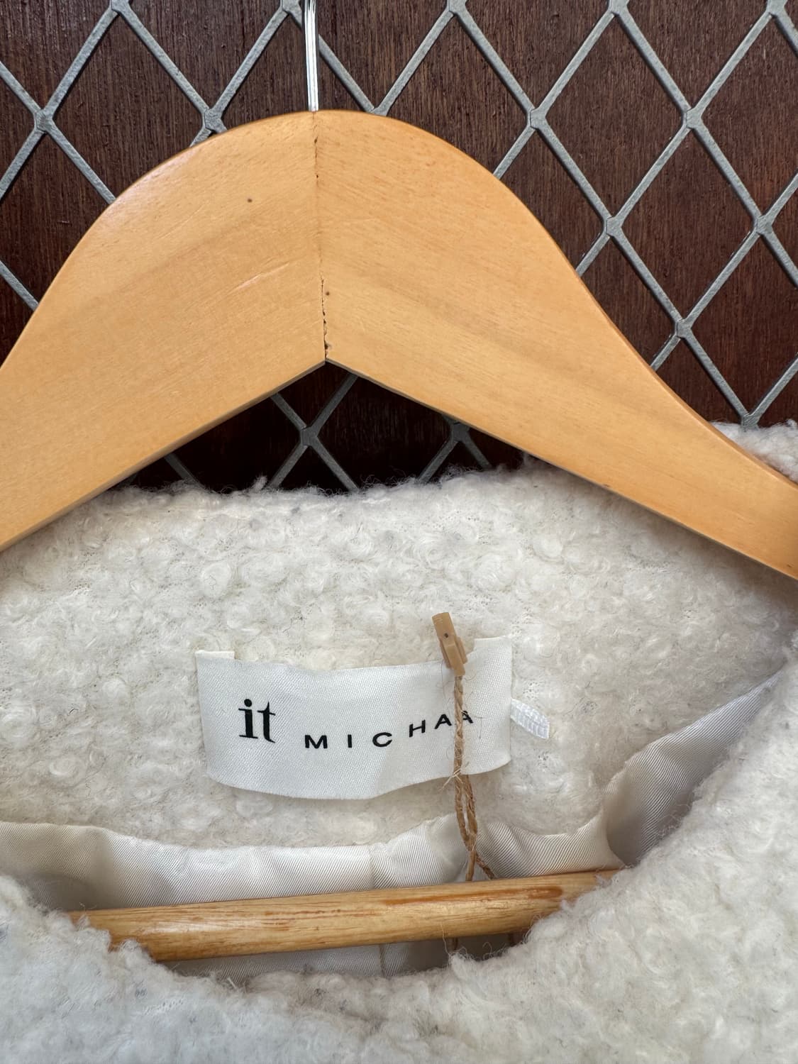 잇미샤 아이보리 부클레 크롭 노카라 트위드 자켓 S 상품이미지3