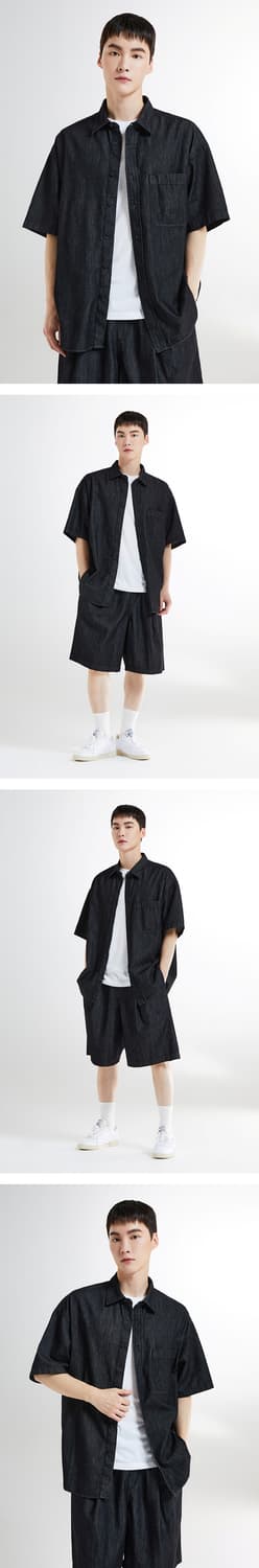 스파오 [남녀공용] 데님 반팔 셔츠  상품이미지4