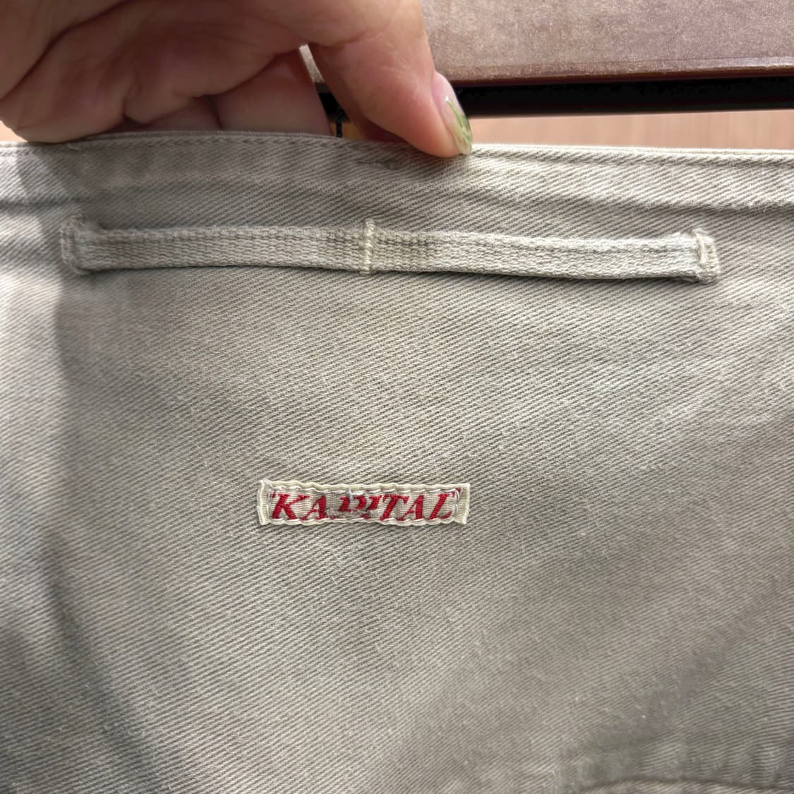 캐피탈 A라인 코튼 블렌드 롱 스커트 빈티지 프론트 버튼 디테일 베이지 상품이미지7