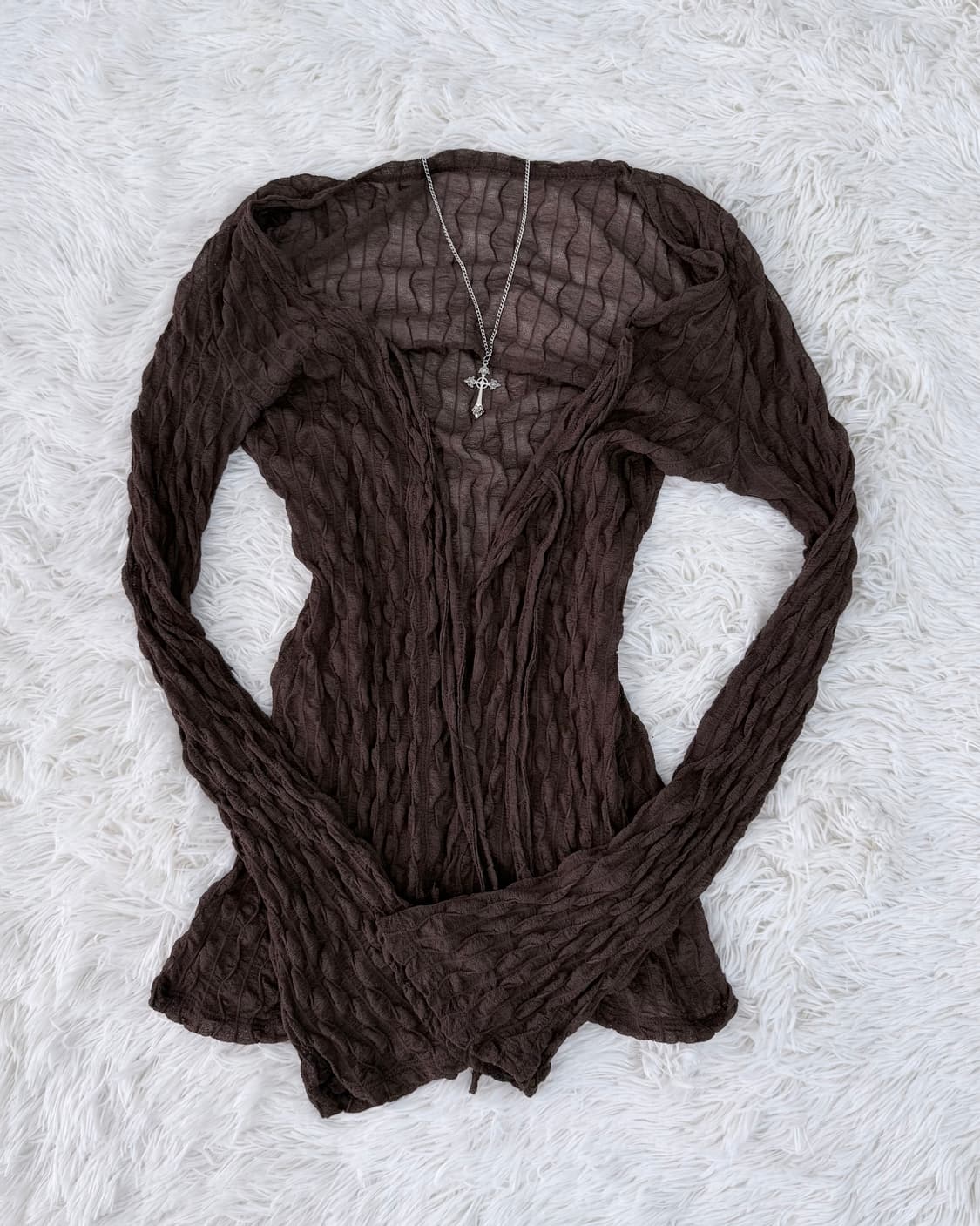 브라운 레이스 가디건 상품이미지1