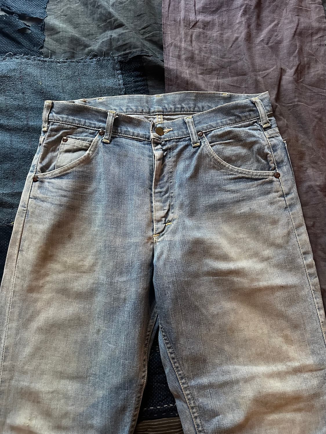 70s USA LEE 빈티지 리 하프 셀비지 데님 팬츠 상품이미지3