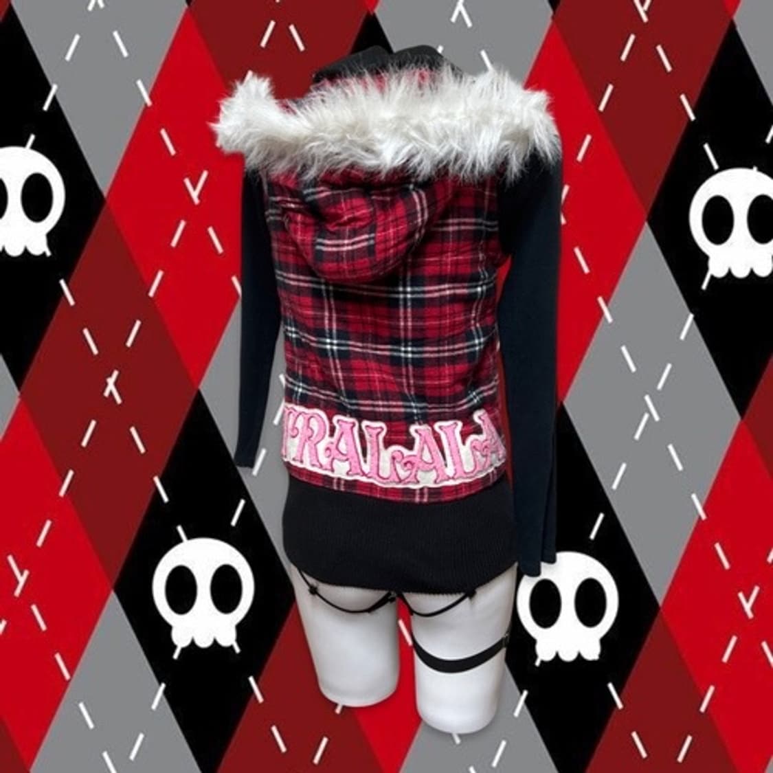 Tralala red check white fur vest 상품이미지5