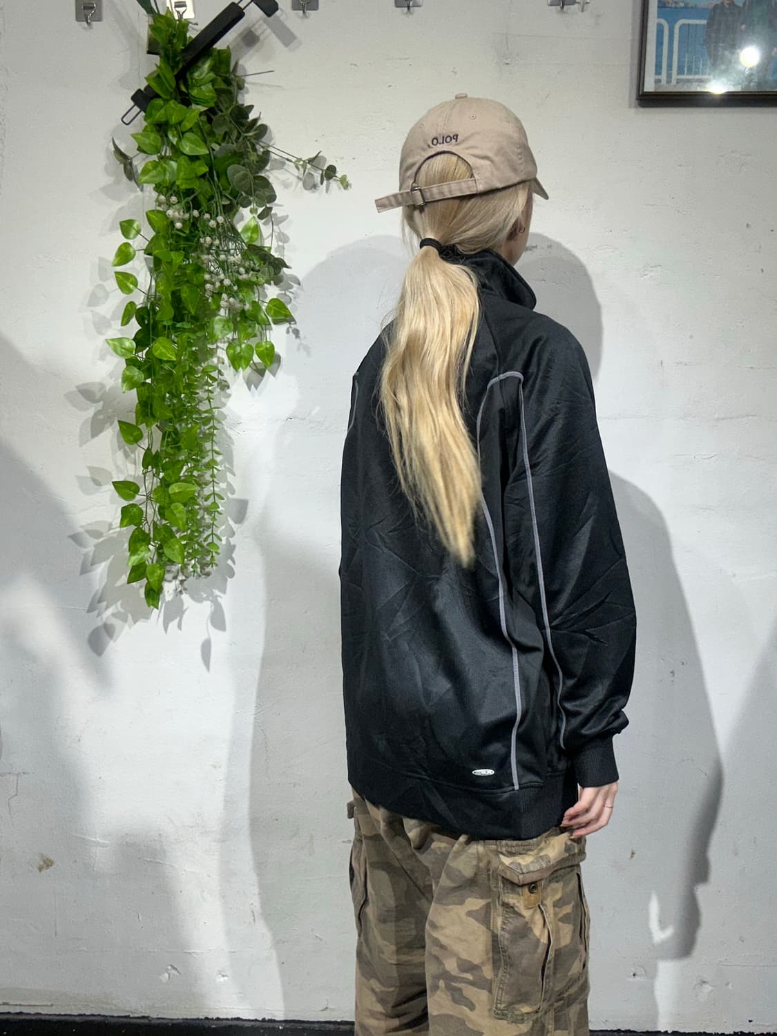 리복 블랙 로고 트랙탑 져지 L 상품이미지3