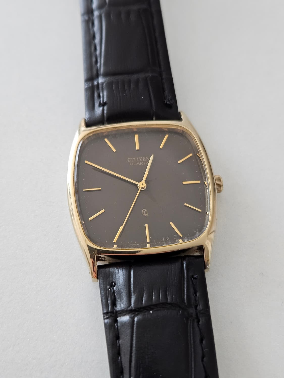 빈티지 시티즌 쿼츠 블랙 가죽 시계 상품이미지5