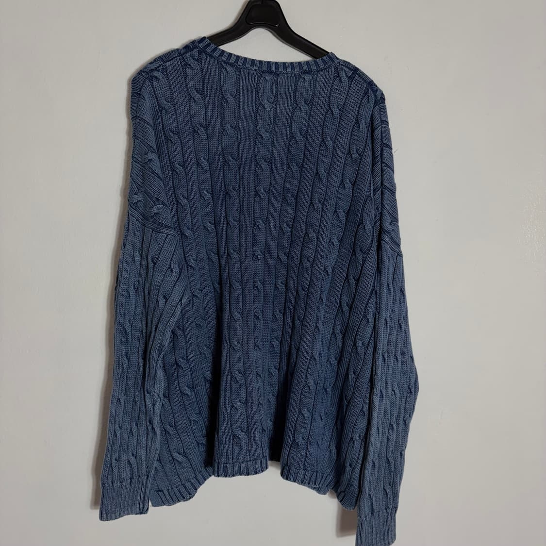 폴로 랄프로렌 블루 브이넥 케이블 니트(XL) 상품이미지2
