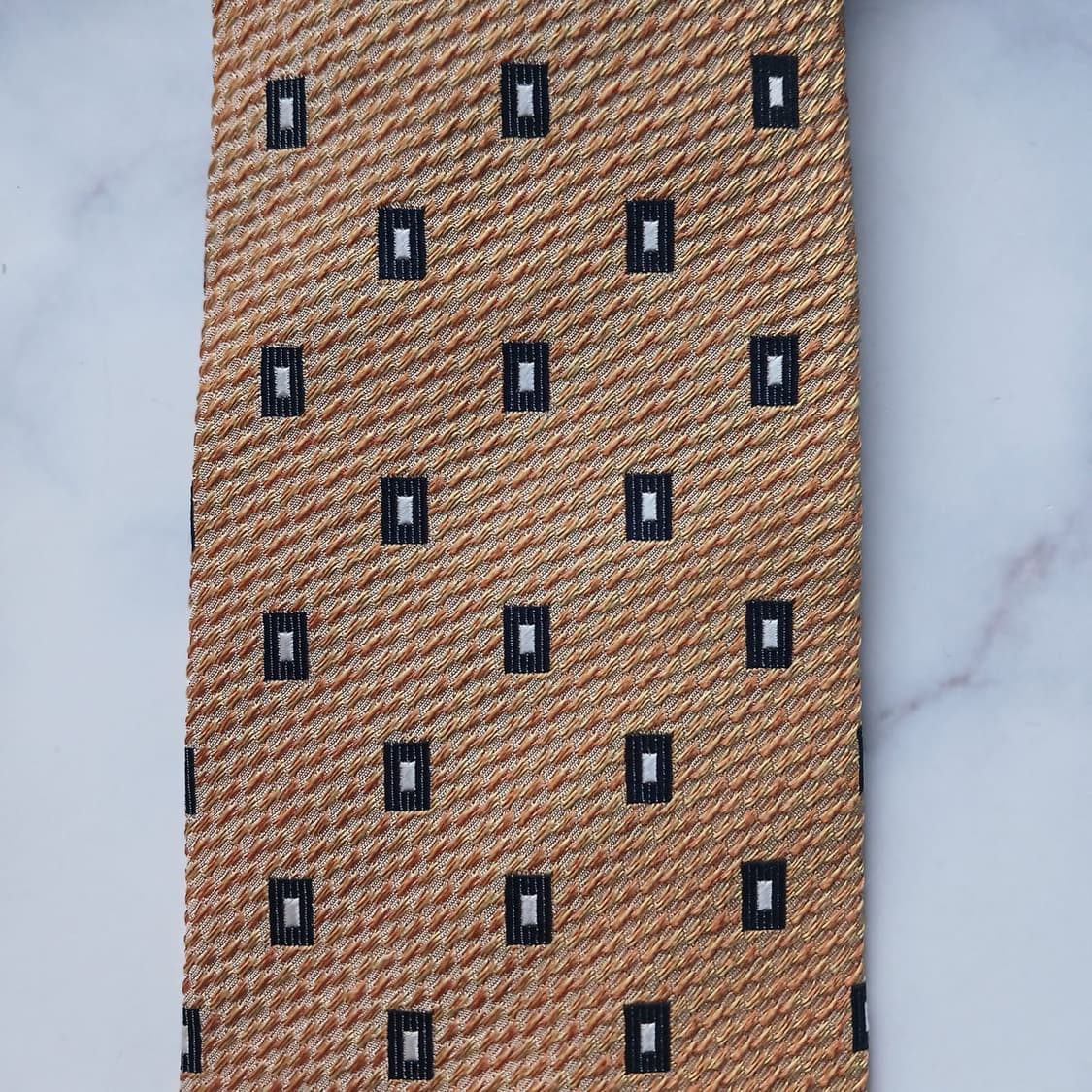 아쿠아스큐텀 실크 옐로우 패턴 넥타이 9.4cm A+등급 E738 상품이미지7