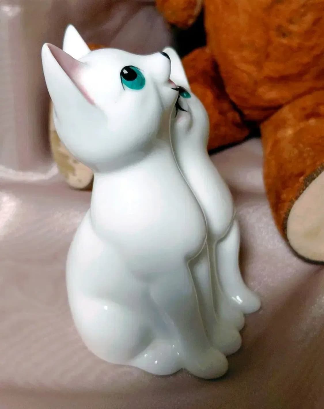 Vintage )두마리 고양이 도자기 장식품 상품이미지5