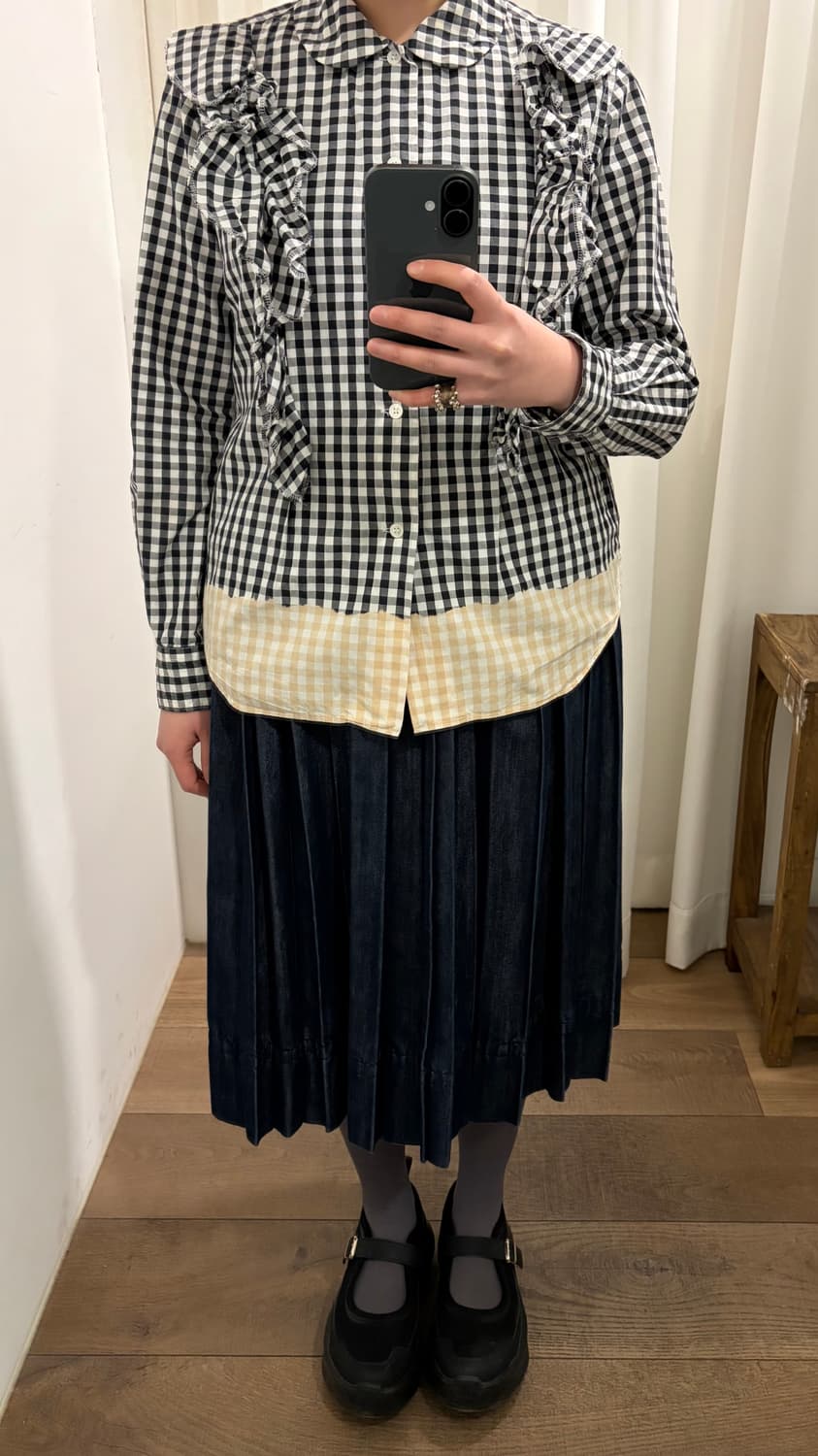 Stitch Pleats Denim Skirt 상품이미지8