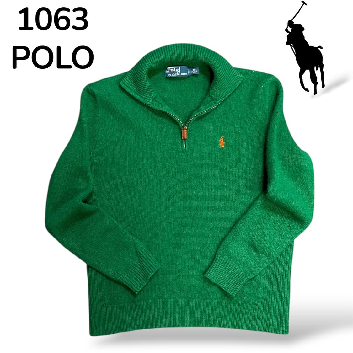 폴로 카라 반집업 니트 그린 M 상품이미지2