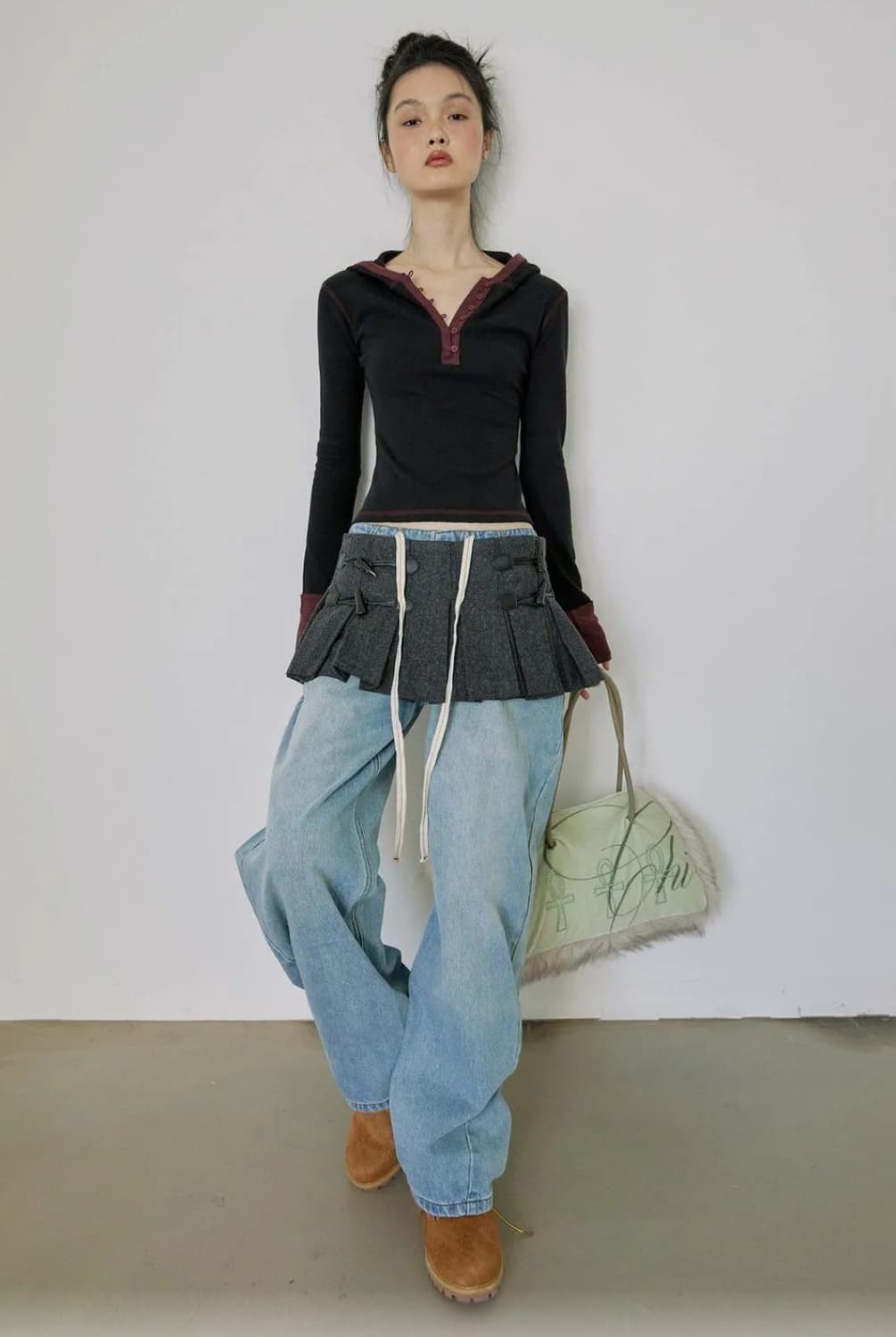 Heather Hoodie Tee Black 상품이미지3