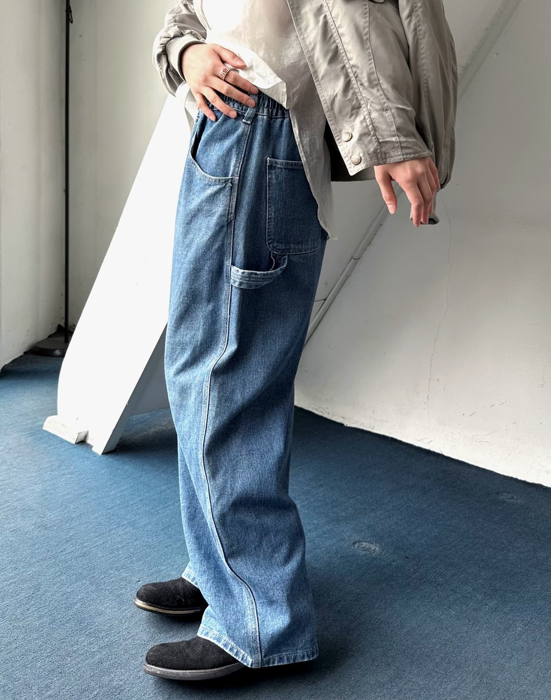 Utility design denim easy painter pants 상품이미지4