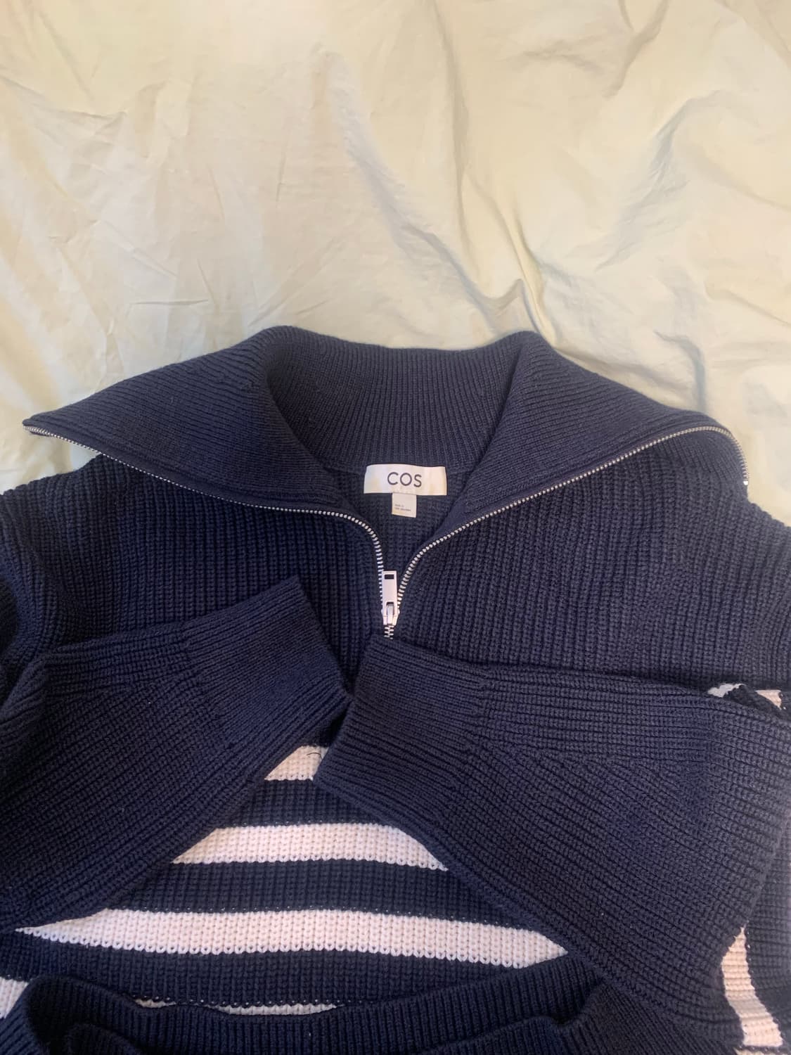 COS 코스 스트라이프 하프 니트 집업 S 상품이미지2