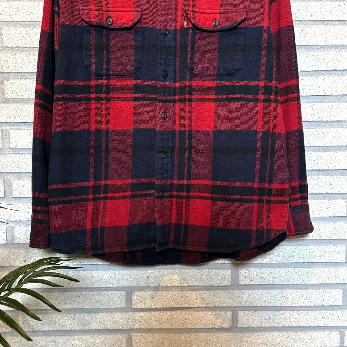 리바이스 플란넬 버팔로 체크 워크셔츠 와이드패턴 디테일 레드 상품이미지4